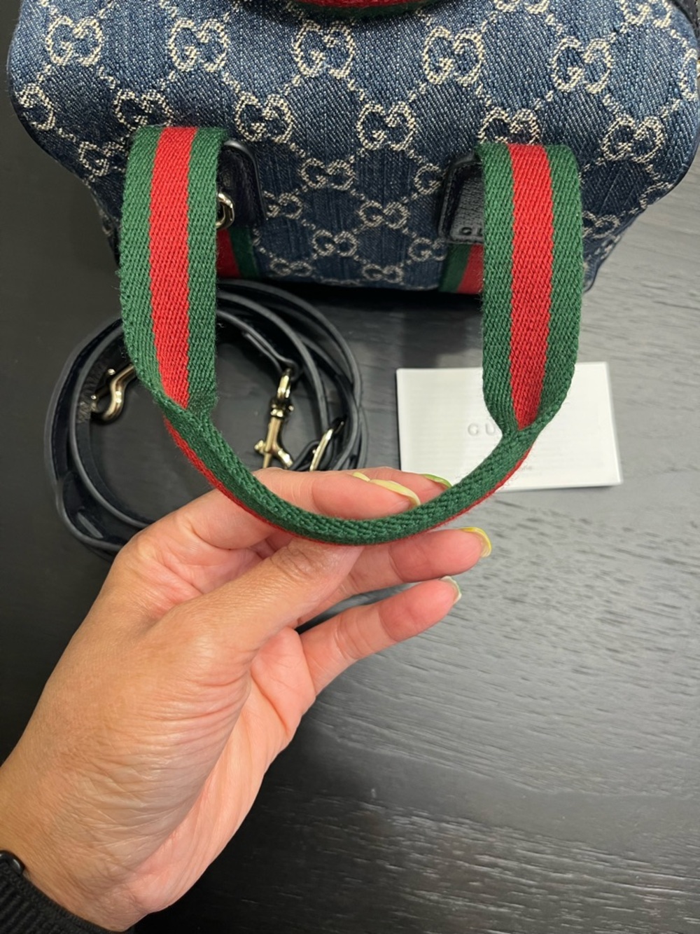 NEW ❤️Gucci💚 Mini GG Handbag in Blue & White GG Denim - Picture 12 of 15